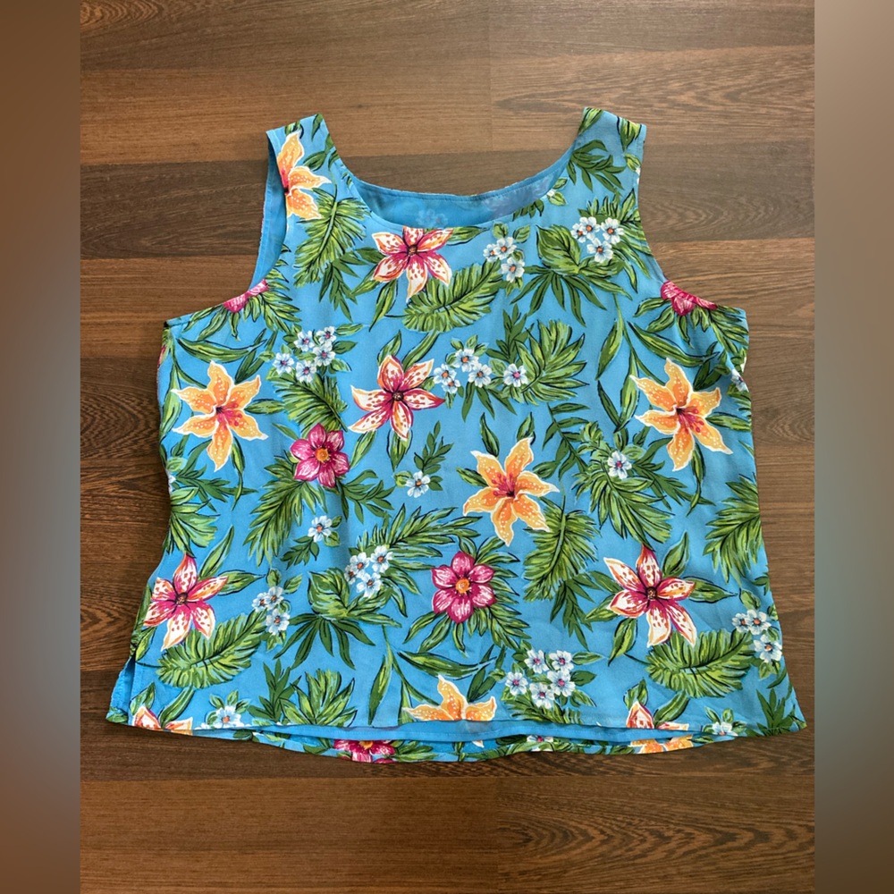 Silk Lord & Taylor Tank Top - Lined Tropical Beachwear, Resortwear